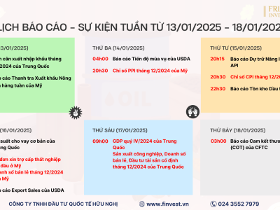 Các dữ liệu quan trọng cần chú ý trong tuần giao dịch từ ngày 13/01 - 18/01/2025