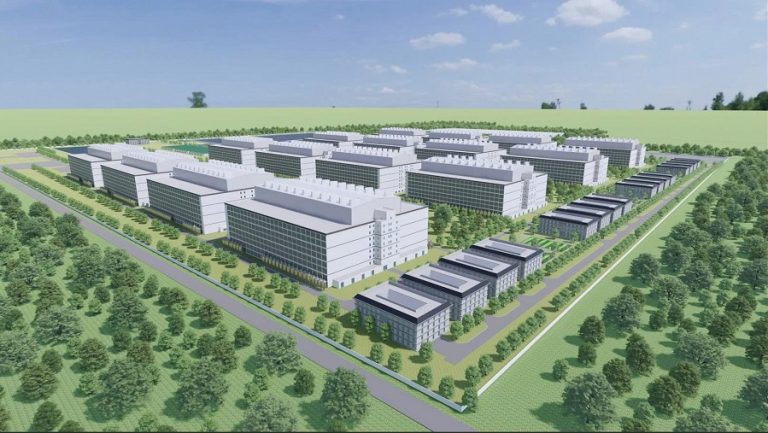 Phối cảnh mô hình tổ hợp trại nuôi heo cao tầng của BAF