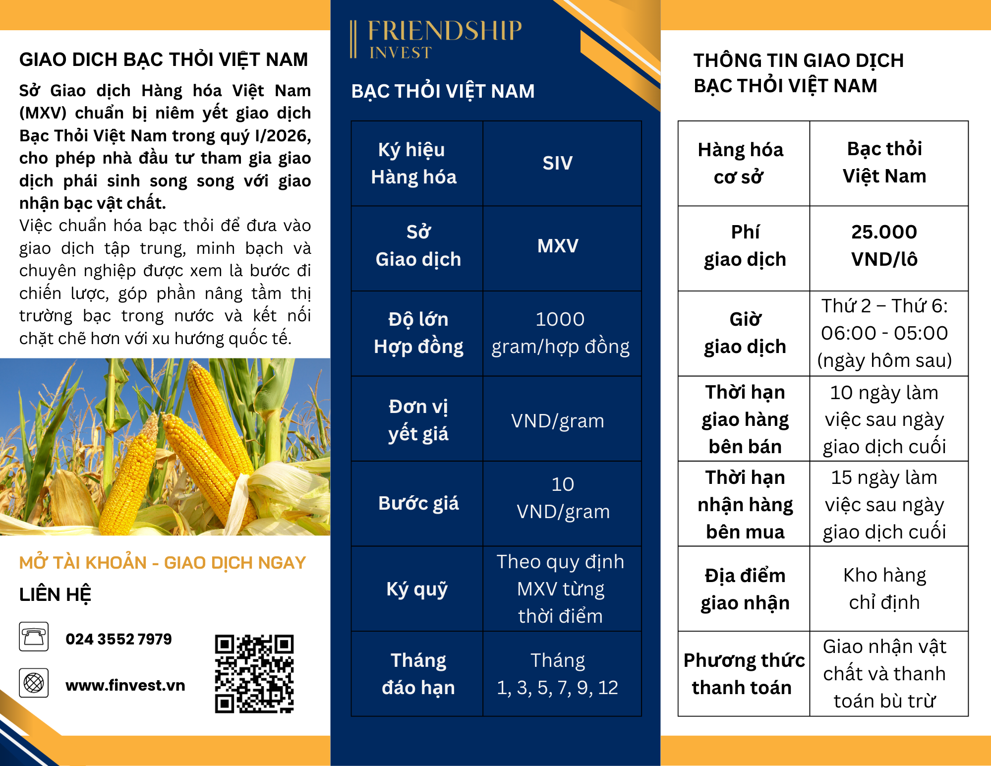 ĐẶC TẢ HỢP ĐỒNG SẢN PHẨM BẠC THỎI VIỆT NAM